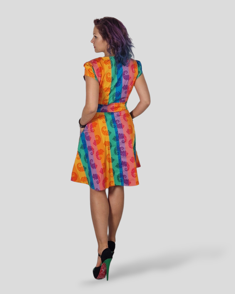 Rainbow Chameleon - Malaga Dress - Natural fabric