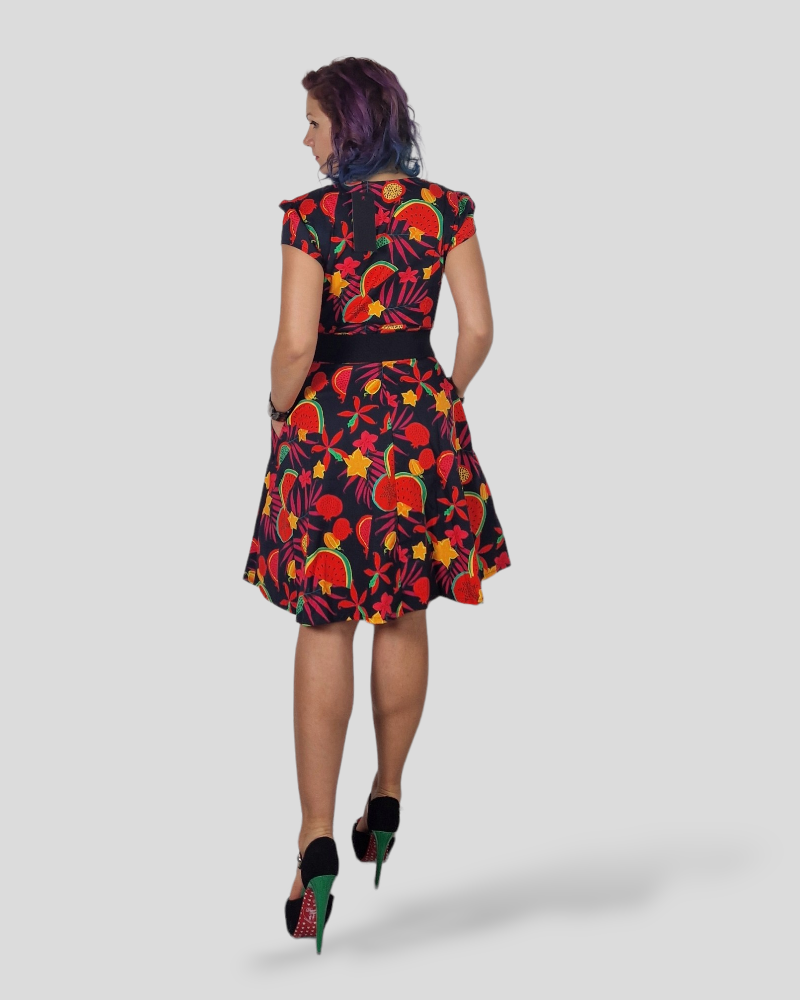 Tropical Red - Malaga Dress - Natural fabric