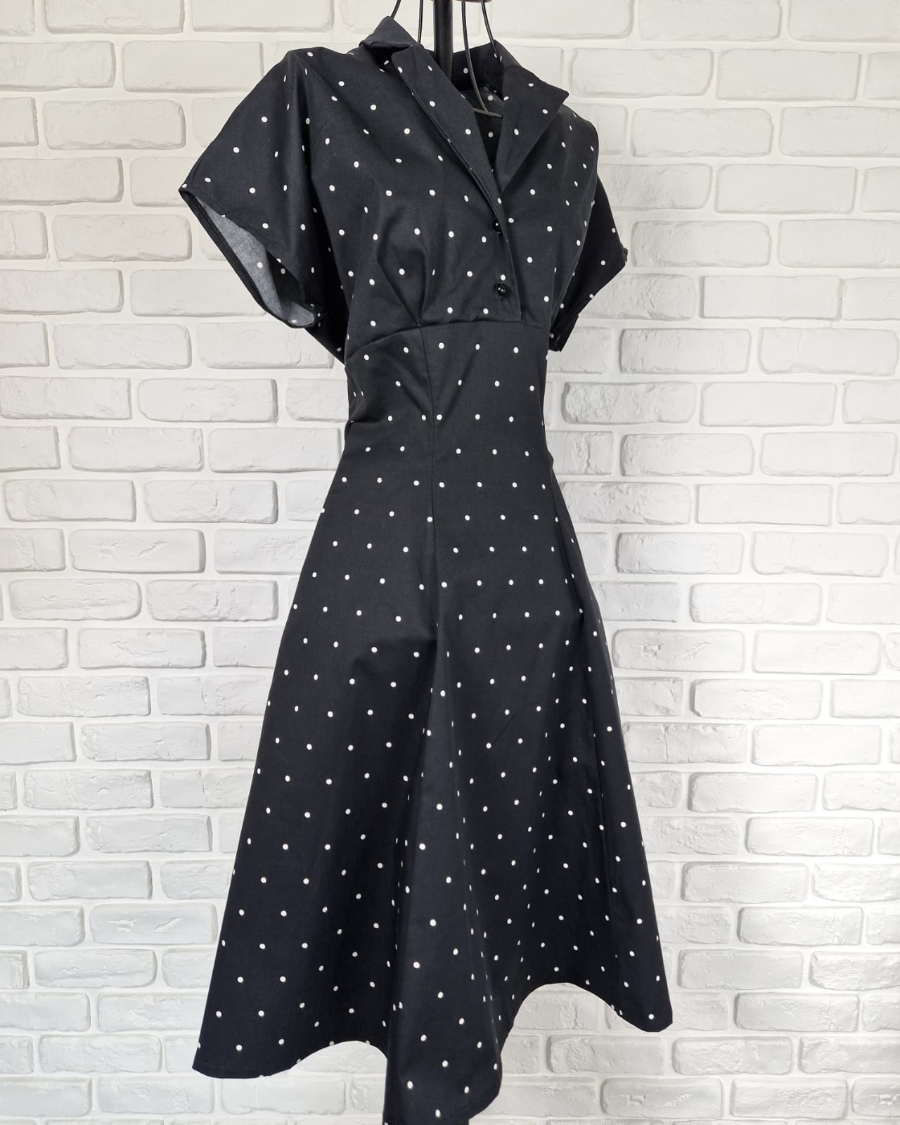 Betty - Black pois retrò l.h. dress - Vestito anni 50 - Natural fabric