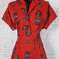 S - Lighthouse & shells  - Sailor tattoos - l.h. Red retrò dress - Vestito anni 50 - Natural fabric