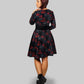 2XL-3XL - Goth Cats & Roses  - Oslo Dress - Easy Fit & Natural Fabric - last sizes