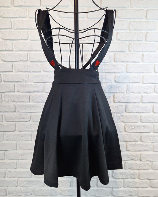 XS- Heart Klara Suspenders Skater Skirt - Gonna con bretelle