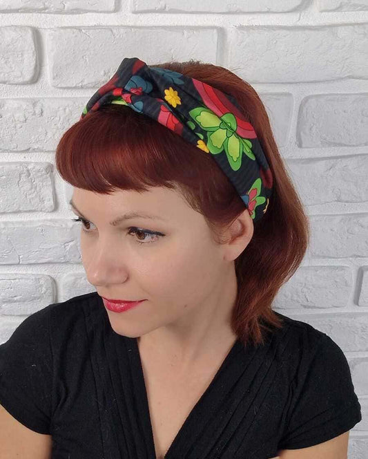 Red Rainbow - Pinup Headband - fascia per capelli retrò anni 50 - Natural Fabric