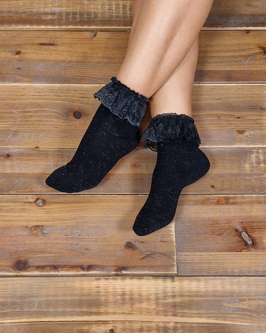 Dark Dolly Lace Socks - calze con pizzo nere - last pieces