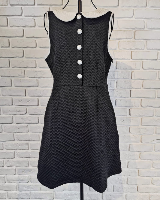 XL - Quilted Black & White 60's dress - abito anni 60