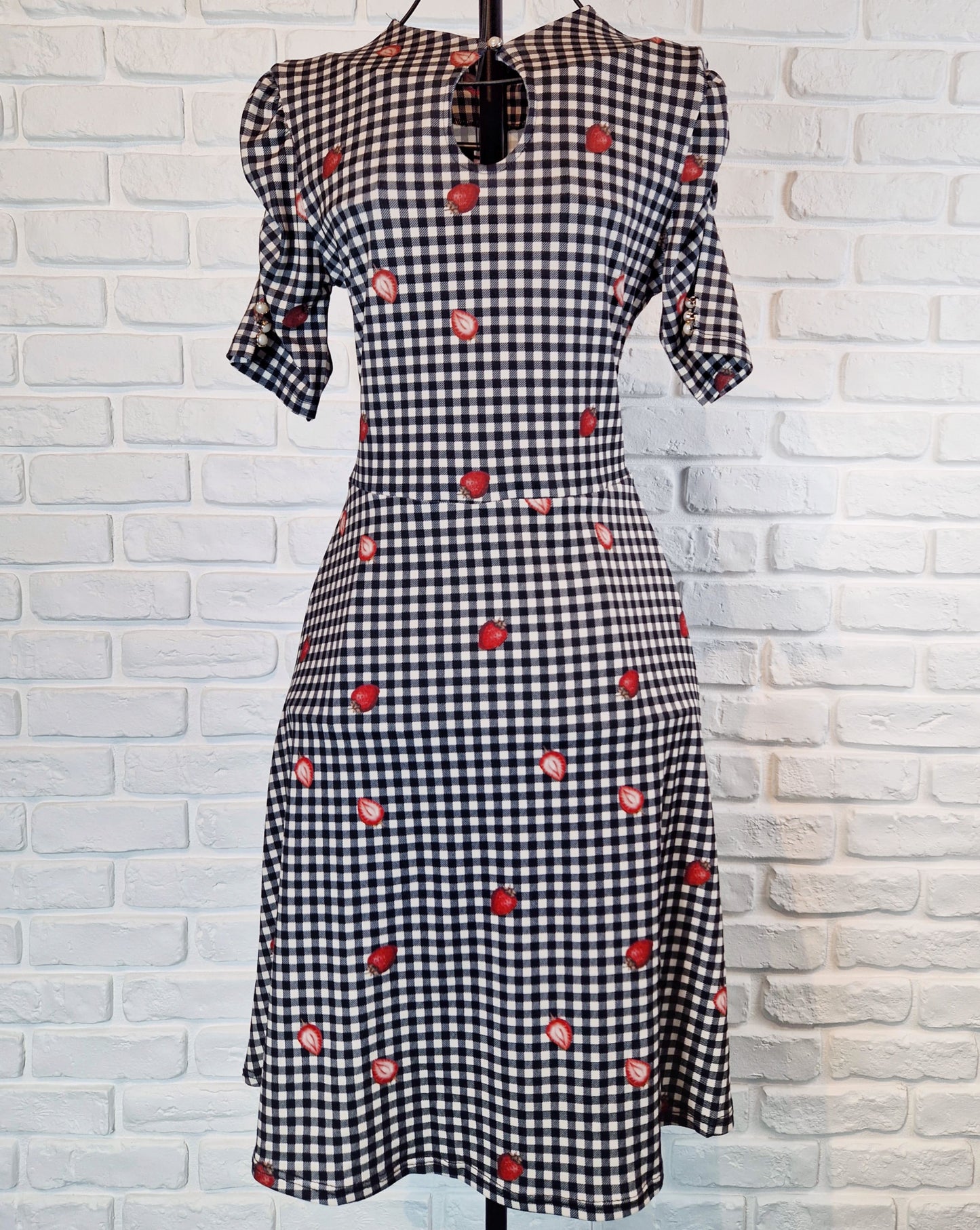 2XL/3XL - Gingham Strawberry - Rome Dress - Easy Fit