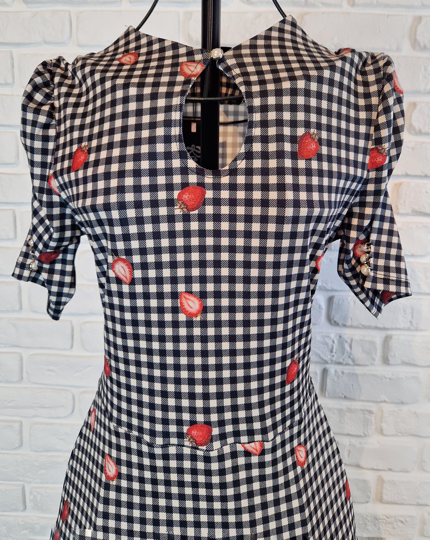 2XL/3XL - Gingham Strawberry - Rome Dress - Easy Fit